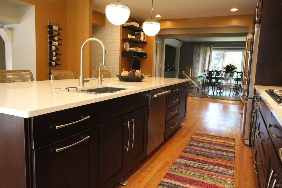 Lucky Kitchen Ann Arbor Mi Kitchen Contemporary with Beverage Refrigerator Chimney Hood4