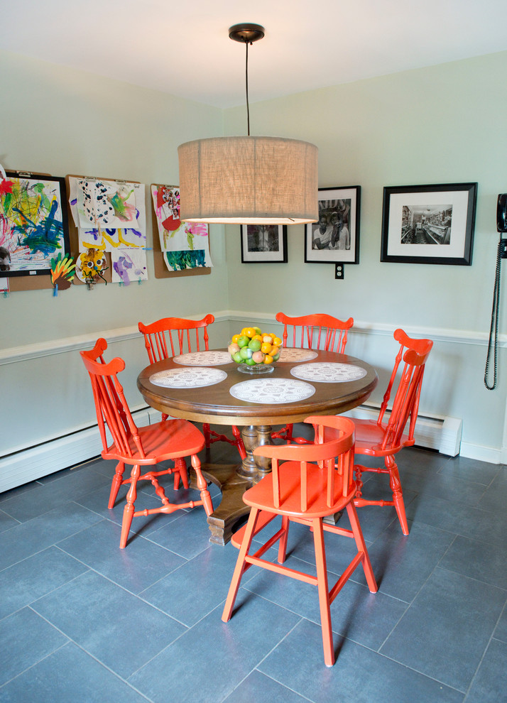 Mandarin Kitchen Torrance Dining Room Eclectic with Art Bright Orange Dining