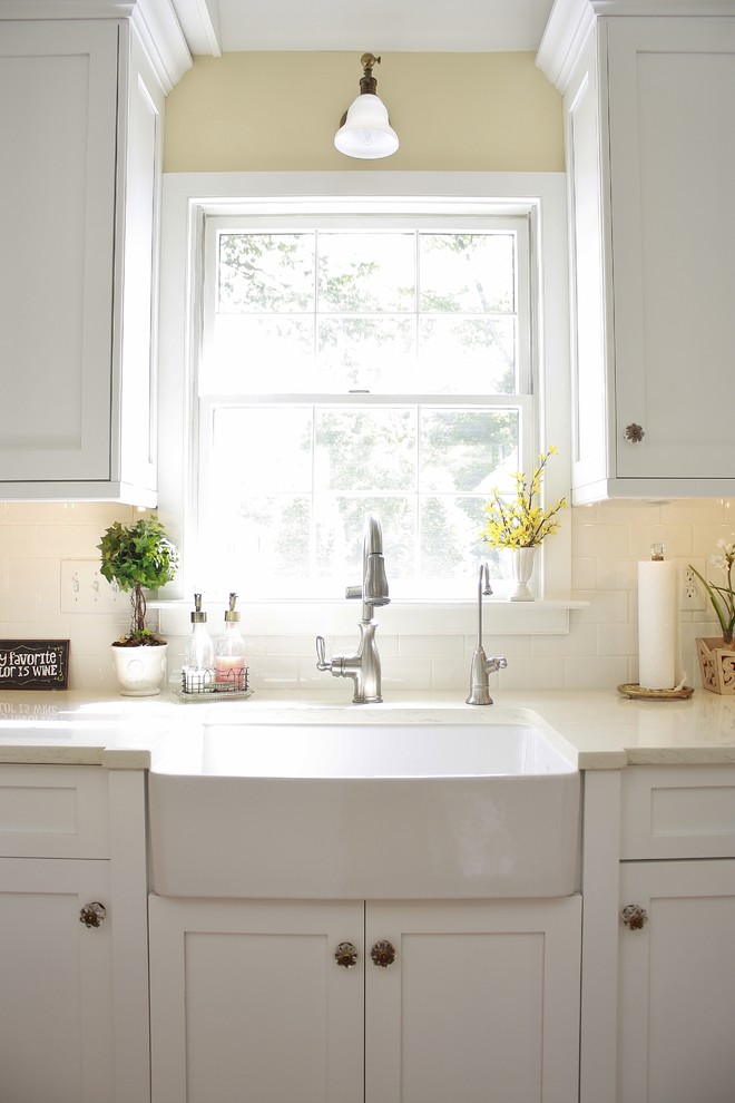 Moen Brantford Kitchen Faucet Kitchen Transitional with 3x6 Subway Tile Bright