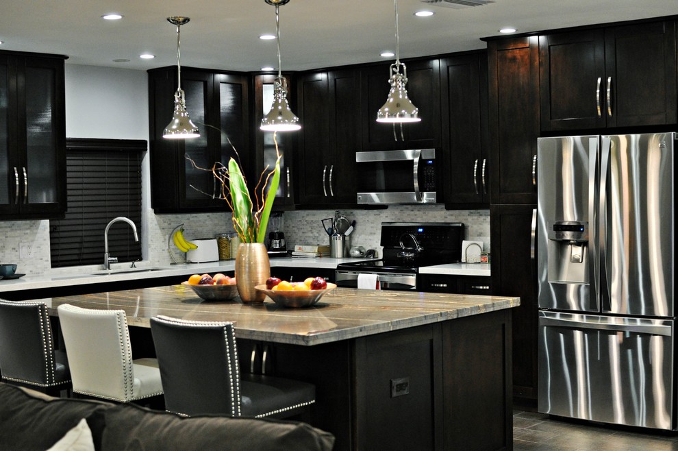 Panda Kitchen and Bath Kitchen Contemporary with Expresso Cabinets Glass Tile