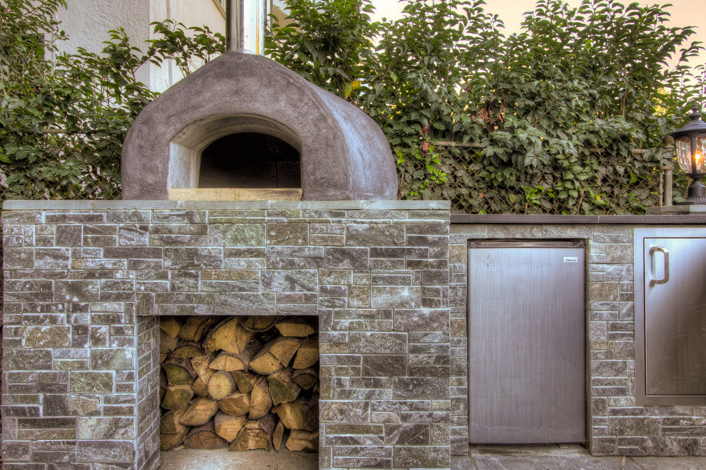Pizza Kitchen Dearborn Patio Traditional with Firewood Storage Mini Refrigerator