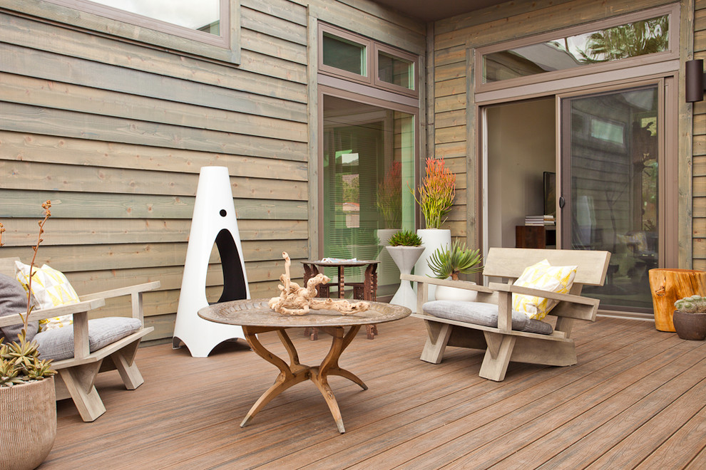 Prefab Outdoor Kitchen Deck Rustic with Coastal Container Plants Deck