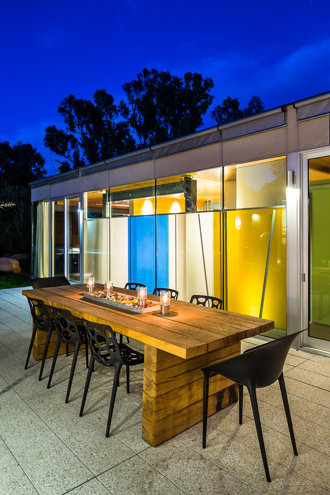 Prefab Outdoor Kitchen Patio Contemporary with Black Dining Chairs Home