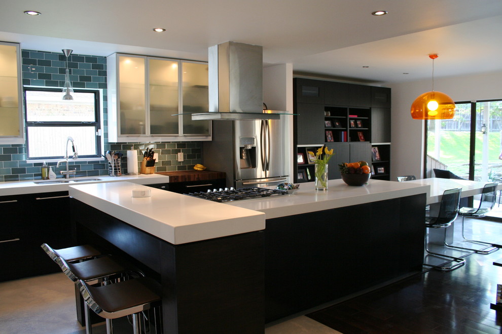 Quartz Kitchen Countertops Kitchen Contemporary with Acrylic Cabinets Ceasarstone Concrete