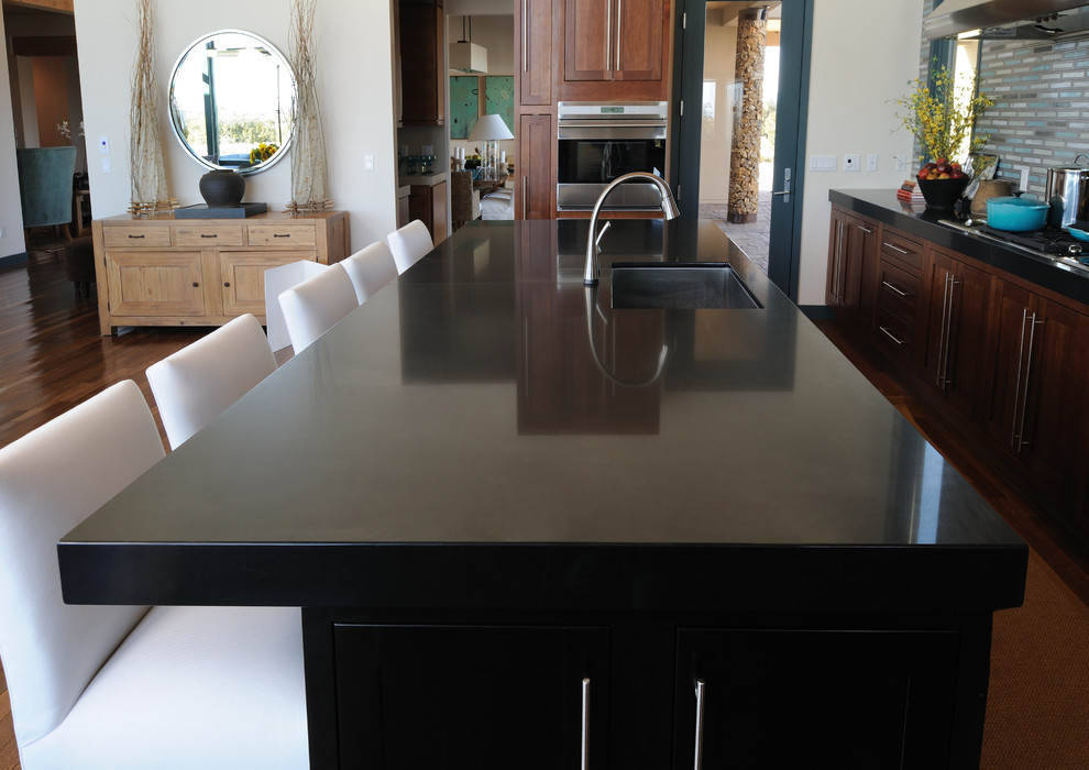 Quartz Kitchen Countertops Kitchen Transitional with Black Countertop Kitchen Island