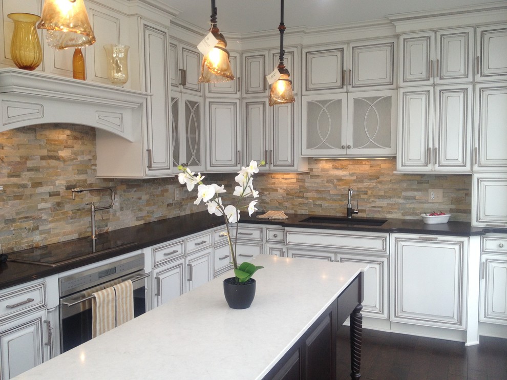 Redoing Kitchen Cabinets Kitchen Transitional with Chocolate Stain Cream Island