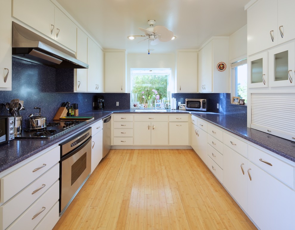 Reface Kitchen Cabinets Kitchen Contemporary with Blue Countertops Ceiling Fan
