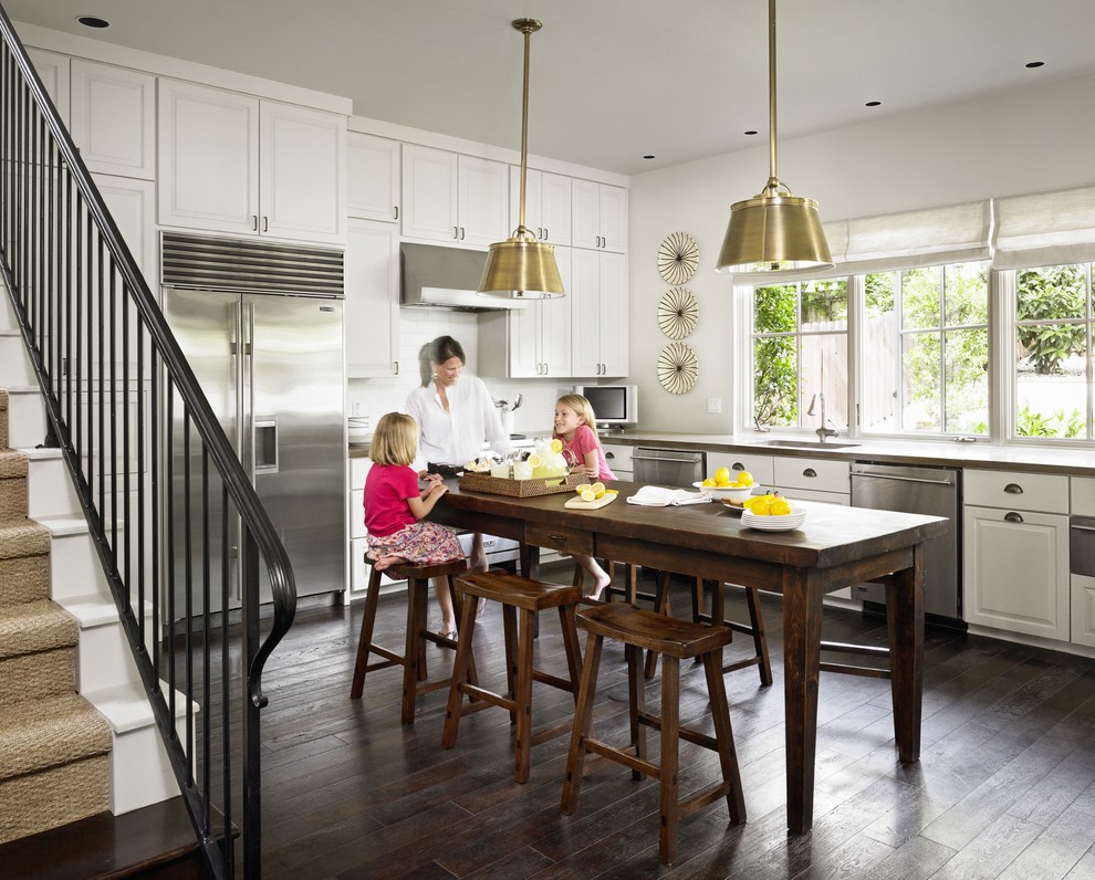 Remodeled Kitchens Kitchen Traditional with Barstools Brass Concrete Counter