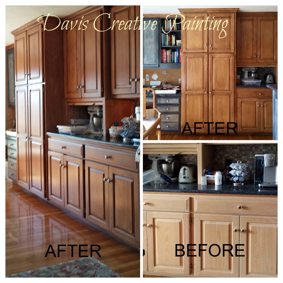 Restaining Kitchen Cabinets Kitchen Transitional with Kitchen Makeover Restain Kitchen