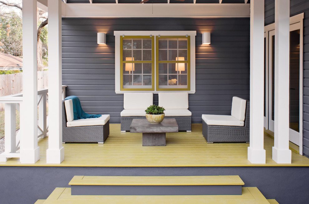 Rhythm Kitchen Las Vegas Porch Transitional with Container Plants Deck Double