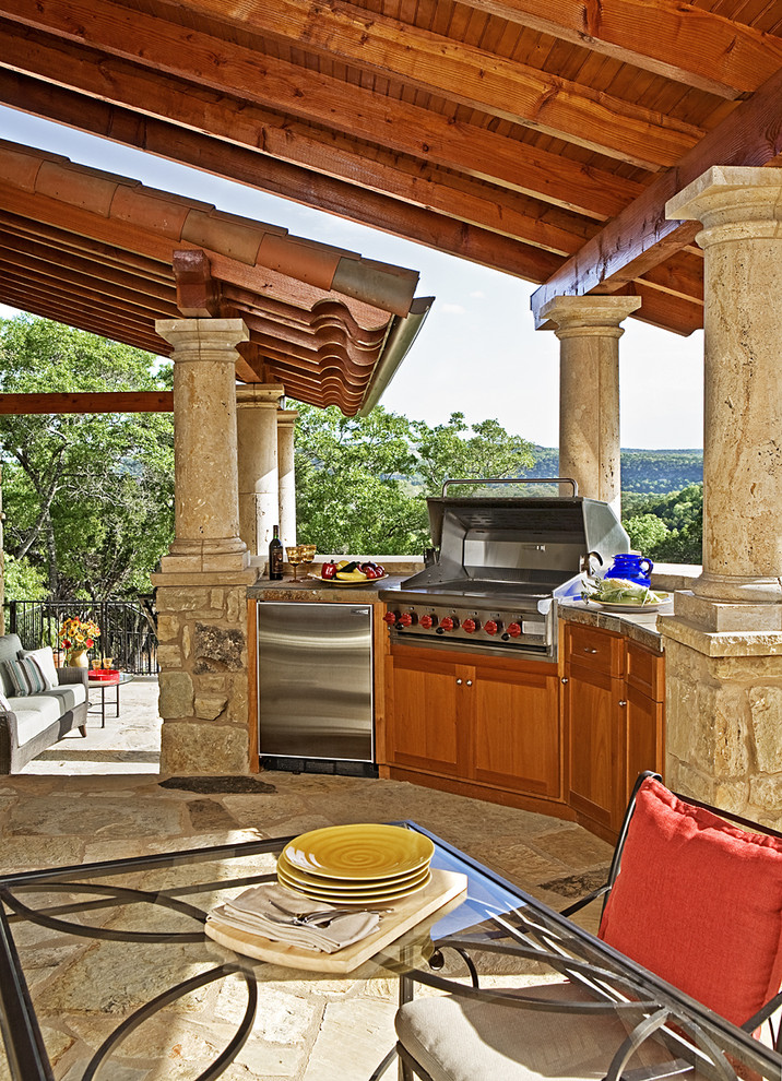 Rosti Tuscan Kitchen Patio Traditional with Column Glass Top Table