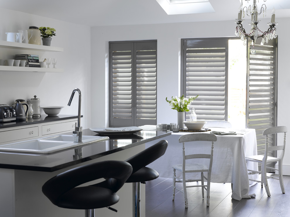 See Thru Chinese Kitchen Kitchen Contemporary with Aluminum Shutters Breakfast Room