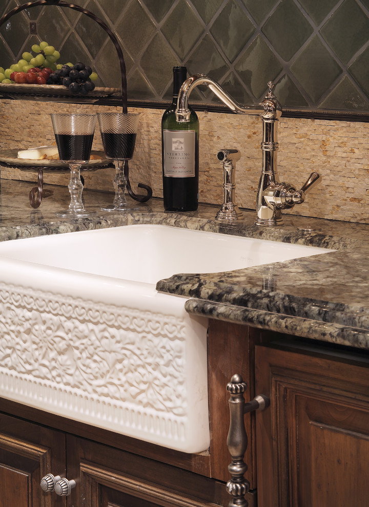 Single Basin Kitchen Sink Kitchen Mediterranean with Architect Architecture Beverage Center