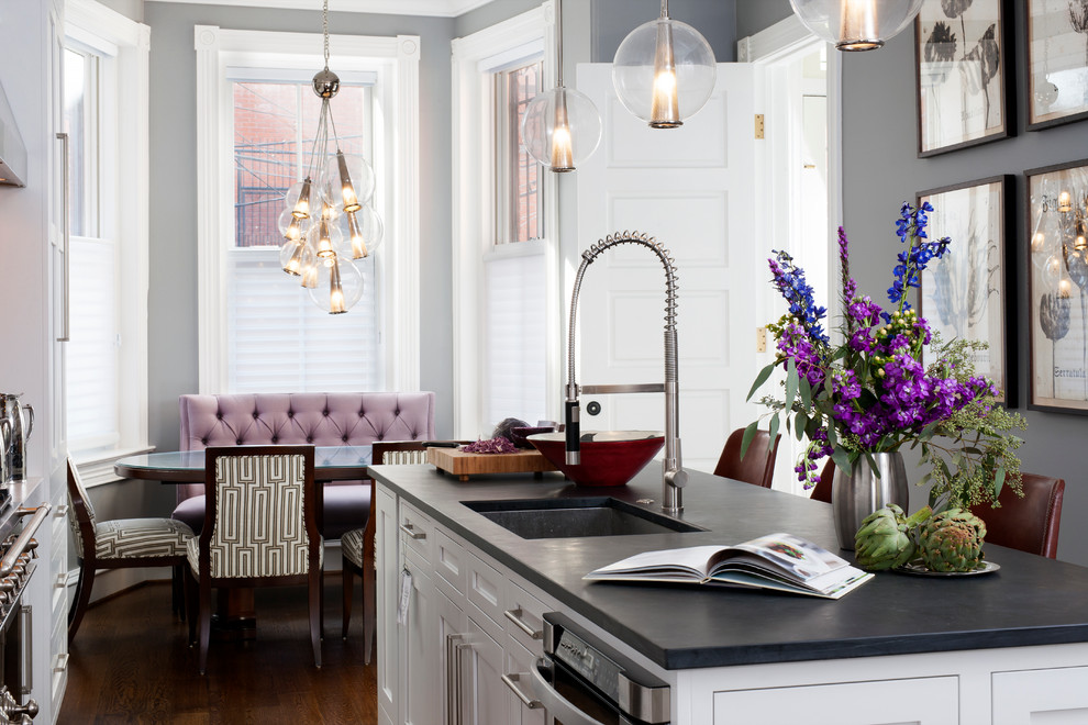 Someone Cares Soup Kitchen Kitchen Transitional with Accent Chairs Bar Chandelier