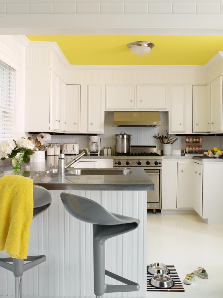 Spray Painting Kitchen Cabinets Kitchen Contemporary with Beadboard Breakfast Bar Canisters