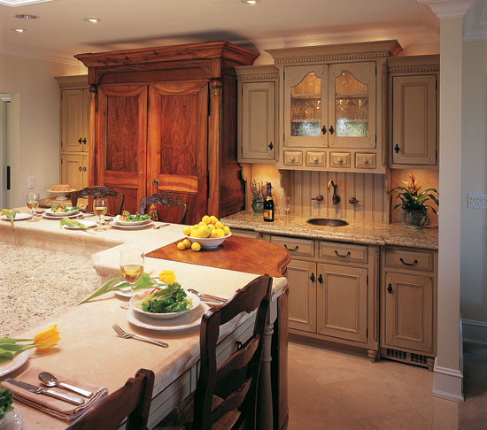 Stainless Steel Kitchen Appliance Package Kitchen Traditional with Antique Armoire French Hand Carved