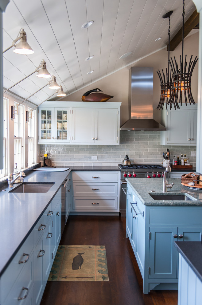 Subway Tile Backsplash Kitchen Kitchen Beach with 2 Pendant Lights 2