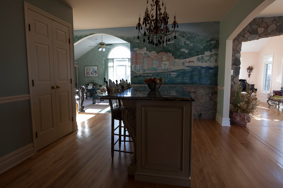 Trumbull Kitchen Kitchen Traditional with Corbel Glaze Island Mural2