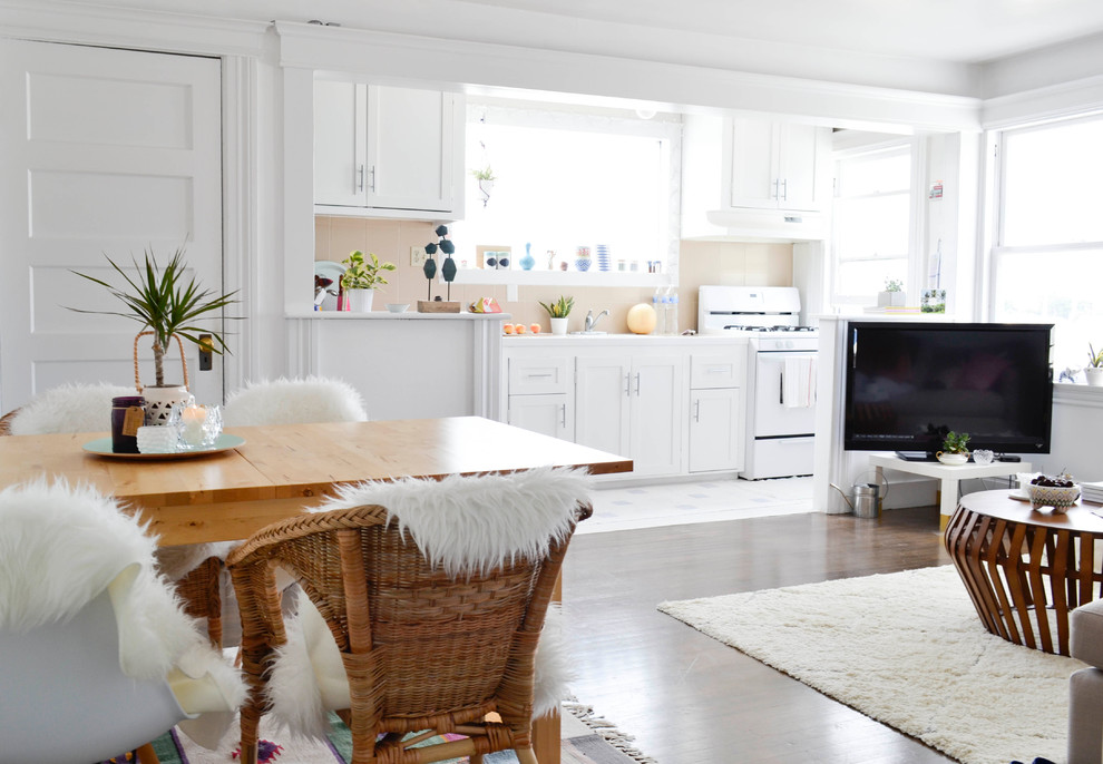 Updating Kitchen Cabinets Living Room Eclectic with Bar Pulls Beige Backsplash