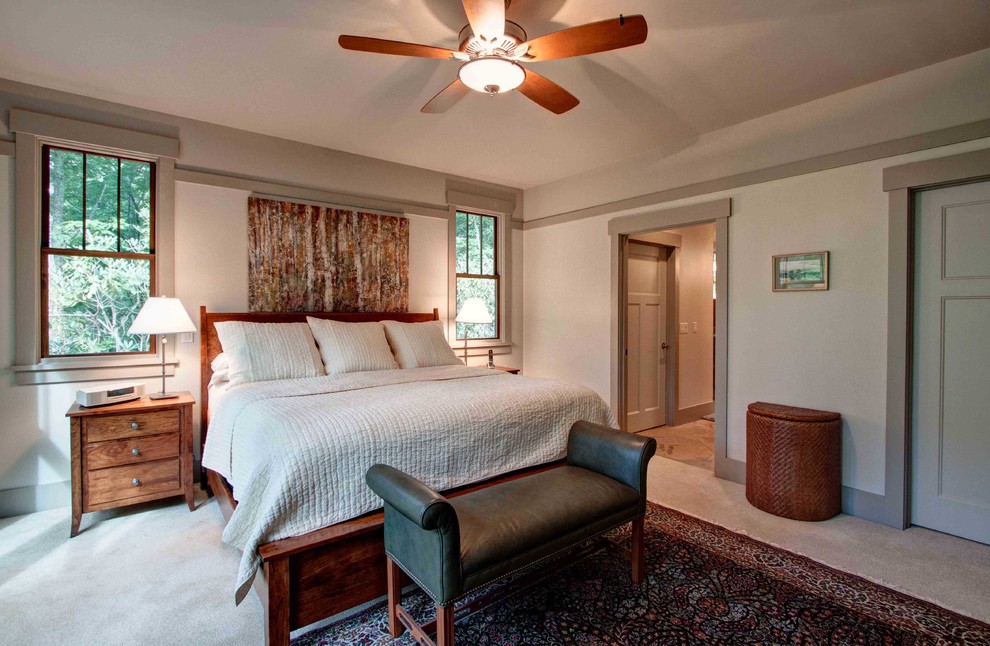Beige Trim  for Craftsman Bedroom with Nightstand