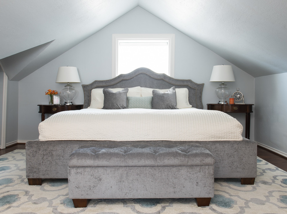 Blue Grey Color Scheme  for Traditional Bedroom with Bedroom Bench