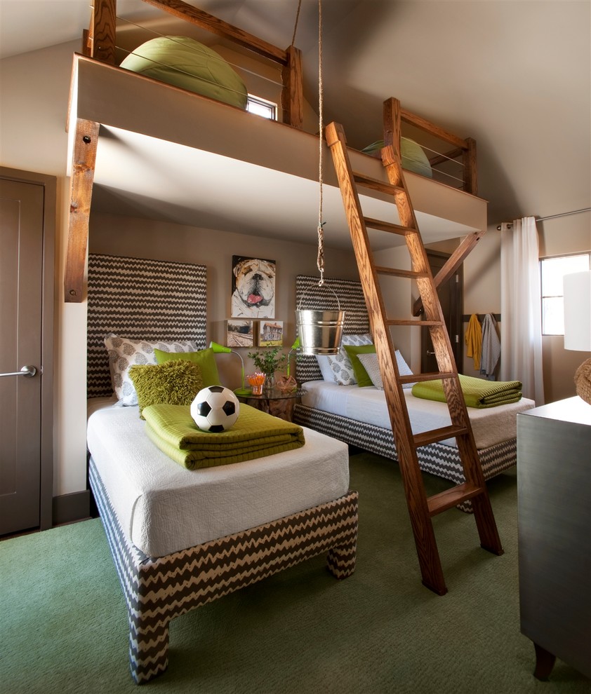Contemporary Kids Room  for Transitional Kids with Upholstered Bed