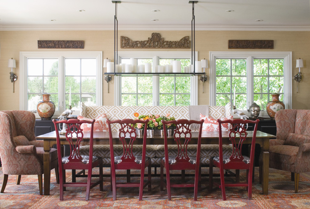 Dining Table and Chairs  for Traditional Dining Room with Bold Prints