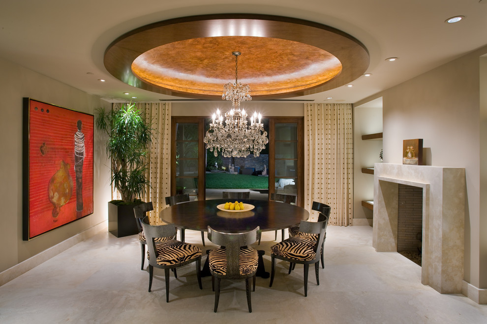 Faux Ceiling  for Contemporary Dining Room with Concrete Floor