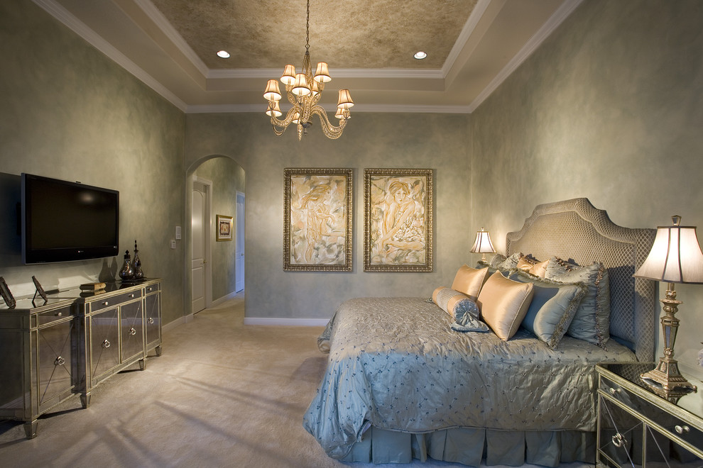 Faux Ceiling  for Traditional Bedroom with Grey Bedding