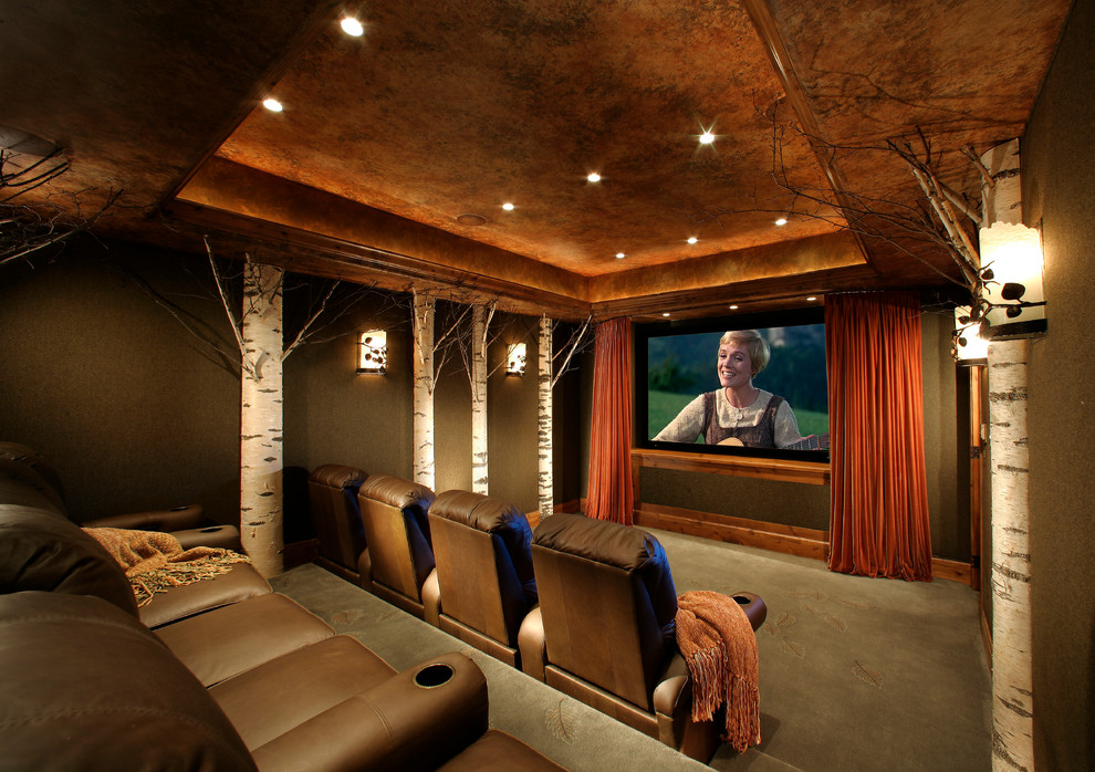 Faux Ceiling  for Traditional Home Theater with Faux Finish Ceiling