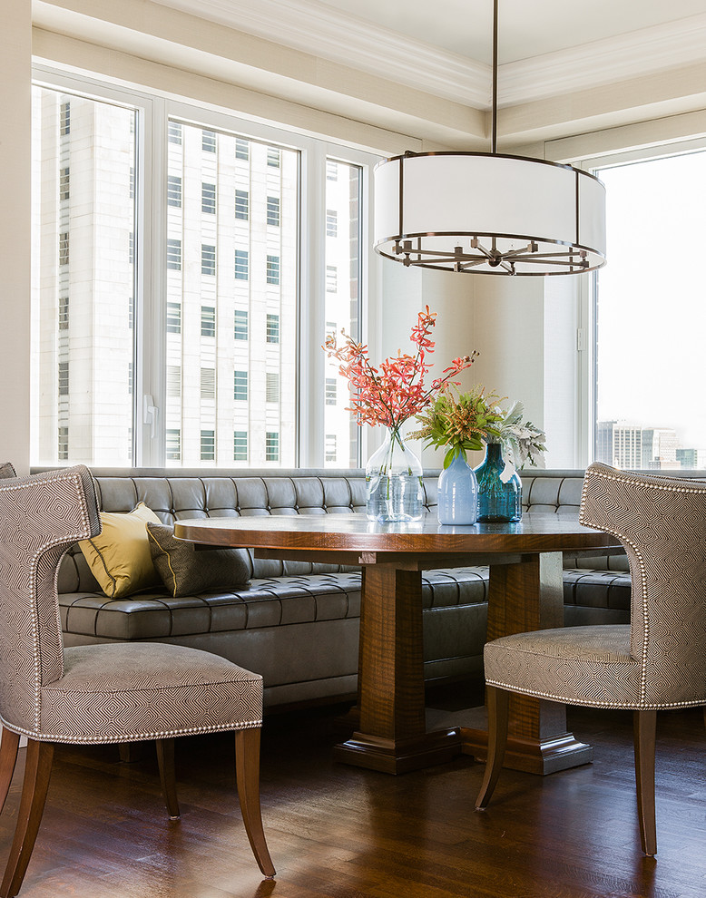 Faux Magnolia Centerpiece  for Contemporary Dining Room with Circular Pendant