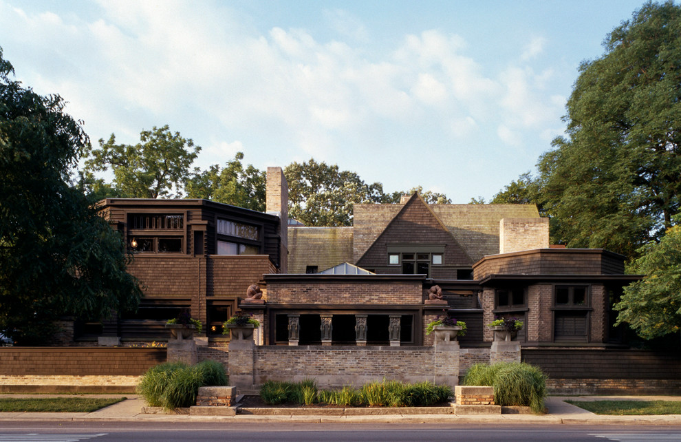 Frank Lloyd Wright Falling Water for Modern Exterior with Wood Shingle Exterior