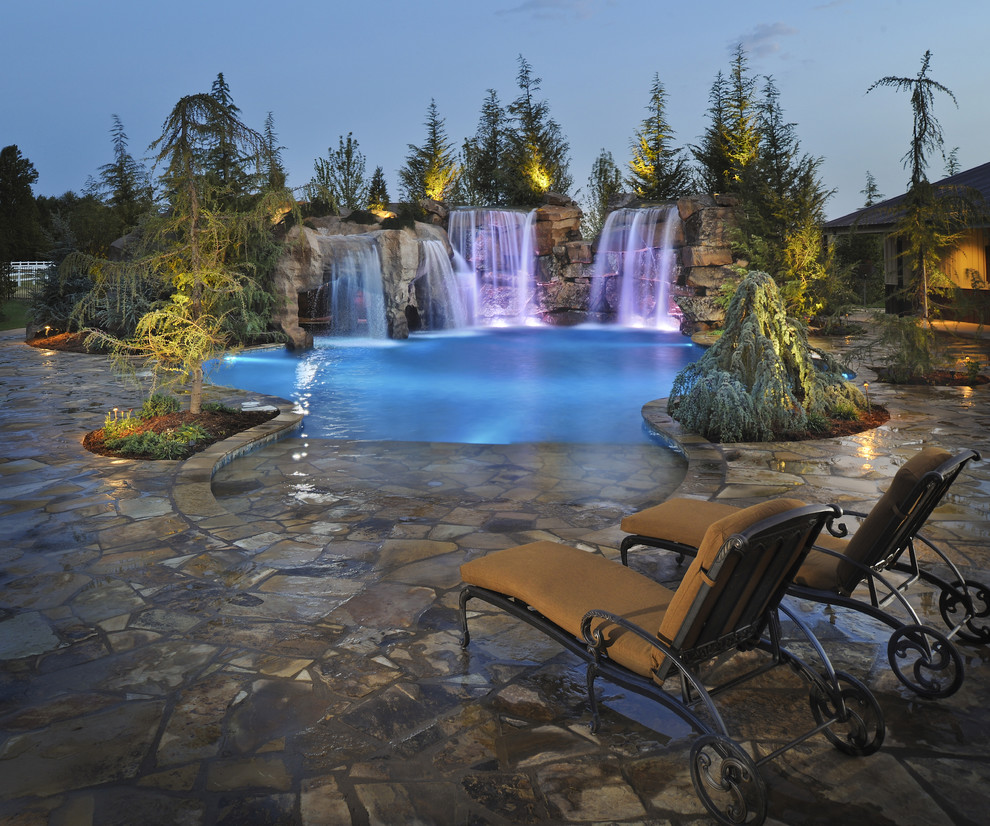 Frank Lloyd Wright Falling Water for Rustic Pool with Dream Pools