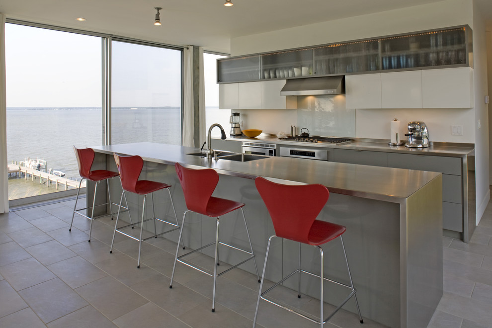 Glass Top Stainless Steel Legs  for Modern Kitchen with Eat in Kitchen