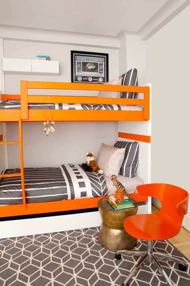 Grey and Orange  for Contemporary Kids with Orange Bed