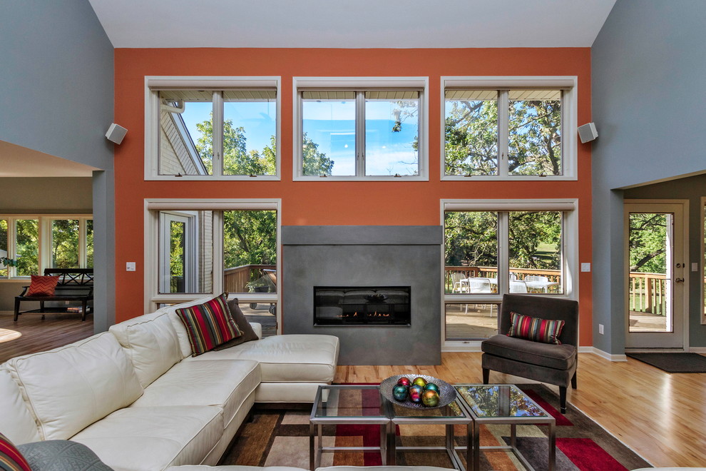 Grey and Orange  for Contemporary Living Room with Cosmo