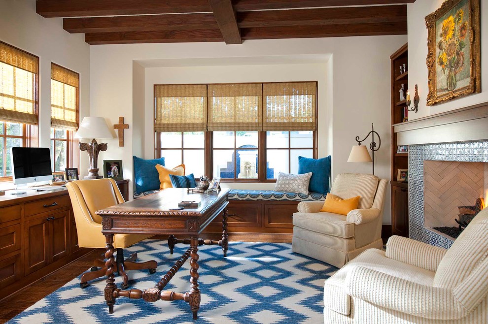 Grey and Orange  for Mediterranean Home Office with Area Rug