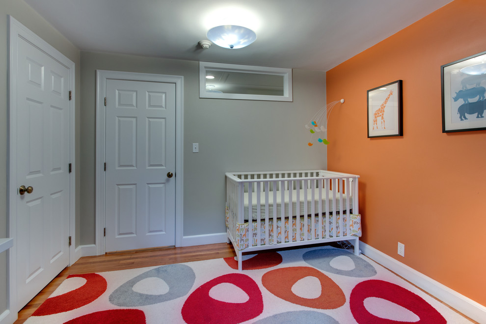 Grey and Orange  for Modern Nursery with Grey Wall