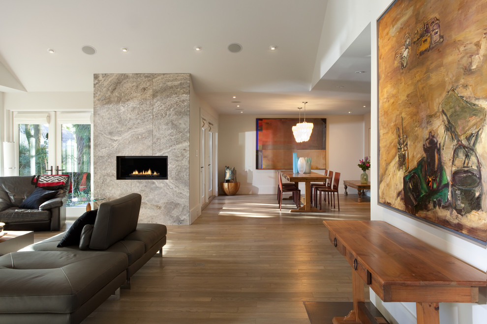 Grey Travertine  for Modern Living Room with Wood Sideboard