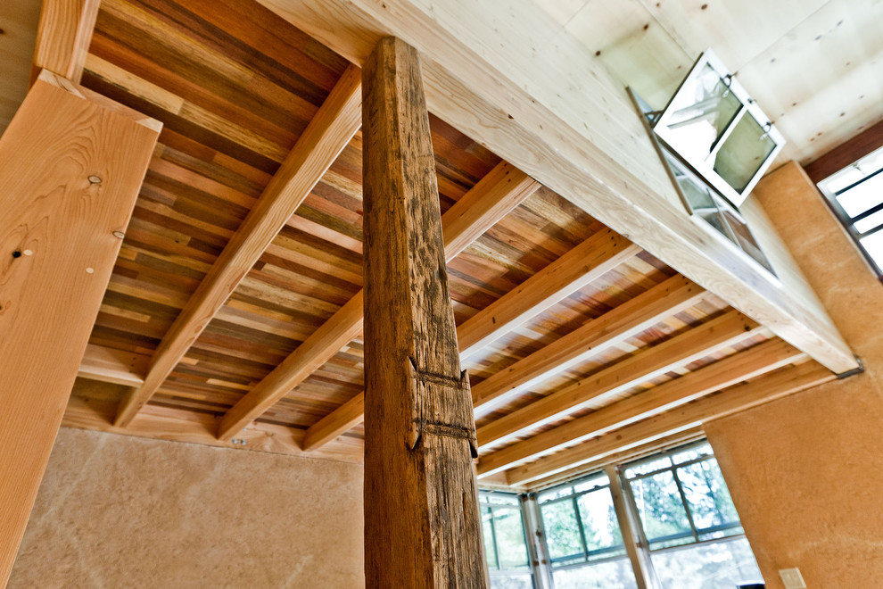 Interior Woodworking  for Rustic Living Room with Salvaged Wood