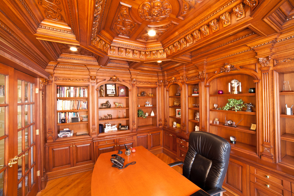 Interior Woodworking  for Traditional Home Office with Gold Hardware