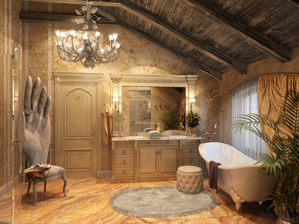 Ipe Cavalli Ideas  for Traditional Bathroom with a Natural Wild Stone and a Facing Brick