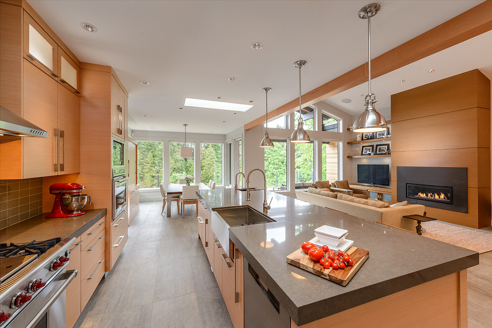 Large Open Concept Kitchen  for Contemporary Kitchen with Open