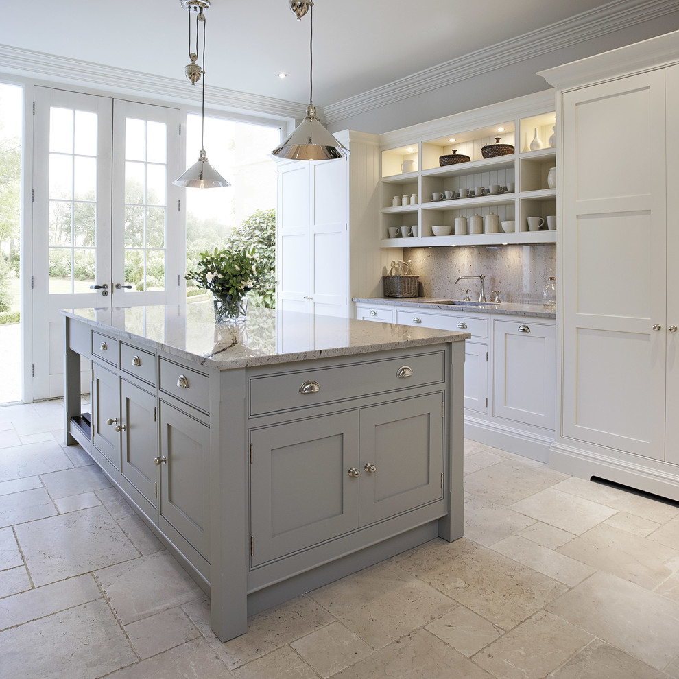 Large Open Concept Kitchen  for Transitional Kitchen with Open Cabinets