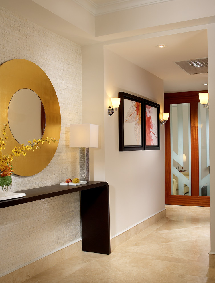 Miami Condo  for Modern Hall with Round Gold Mirror