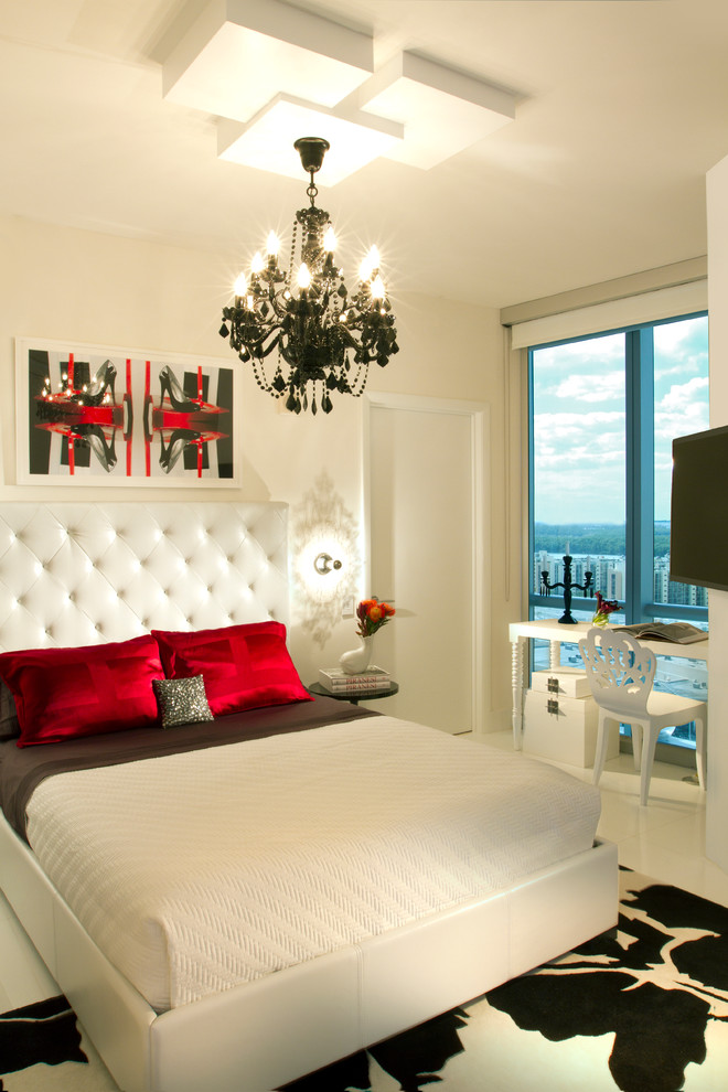 Miami Decor  for Contemporary Bedroom with Tufted Headboard