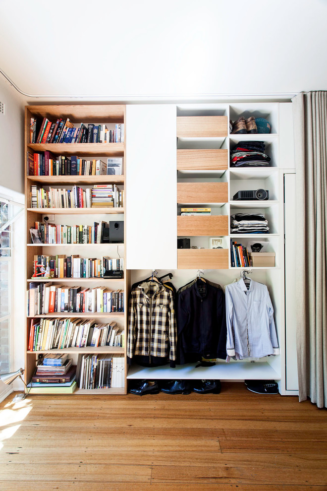 Race Track Ideas  for Contemporary Closet with Built in Wall Closet
