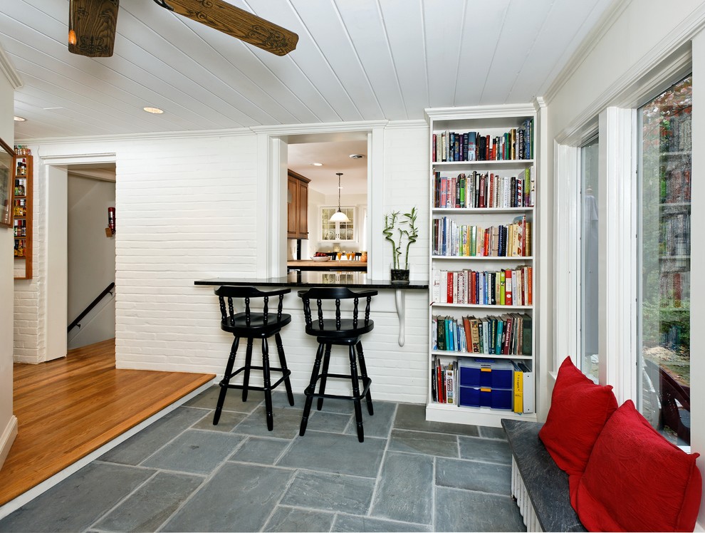 Slate Floors  for Traditional Dining Room with Wood Ceiling
