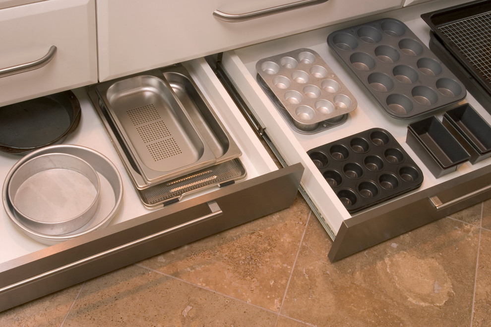 Toe Kick with Base Moulding  for Eclectic Kitchen with Storage