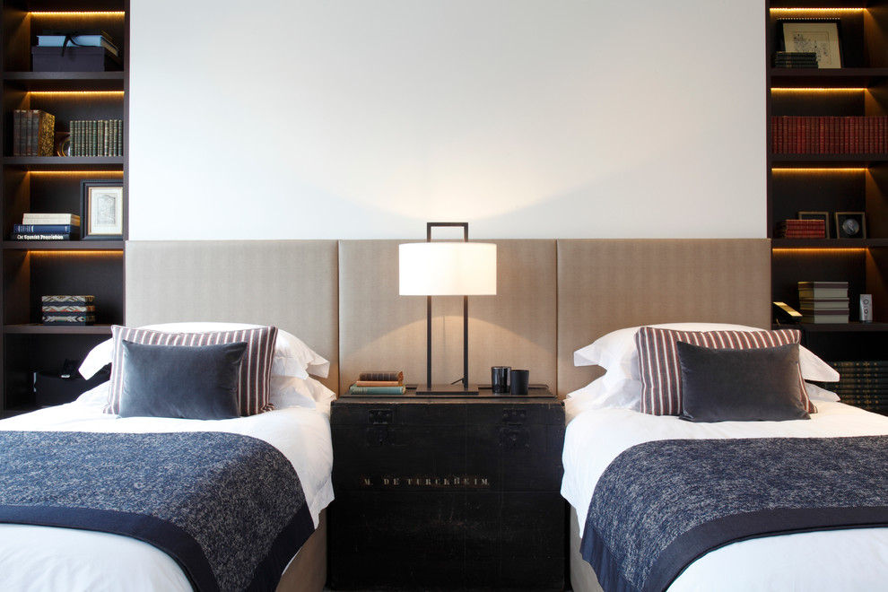 Truck Tailgate Headboard  for Contemporary Bedroom with Lit Shelves